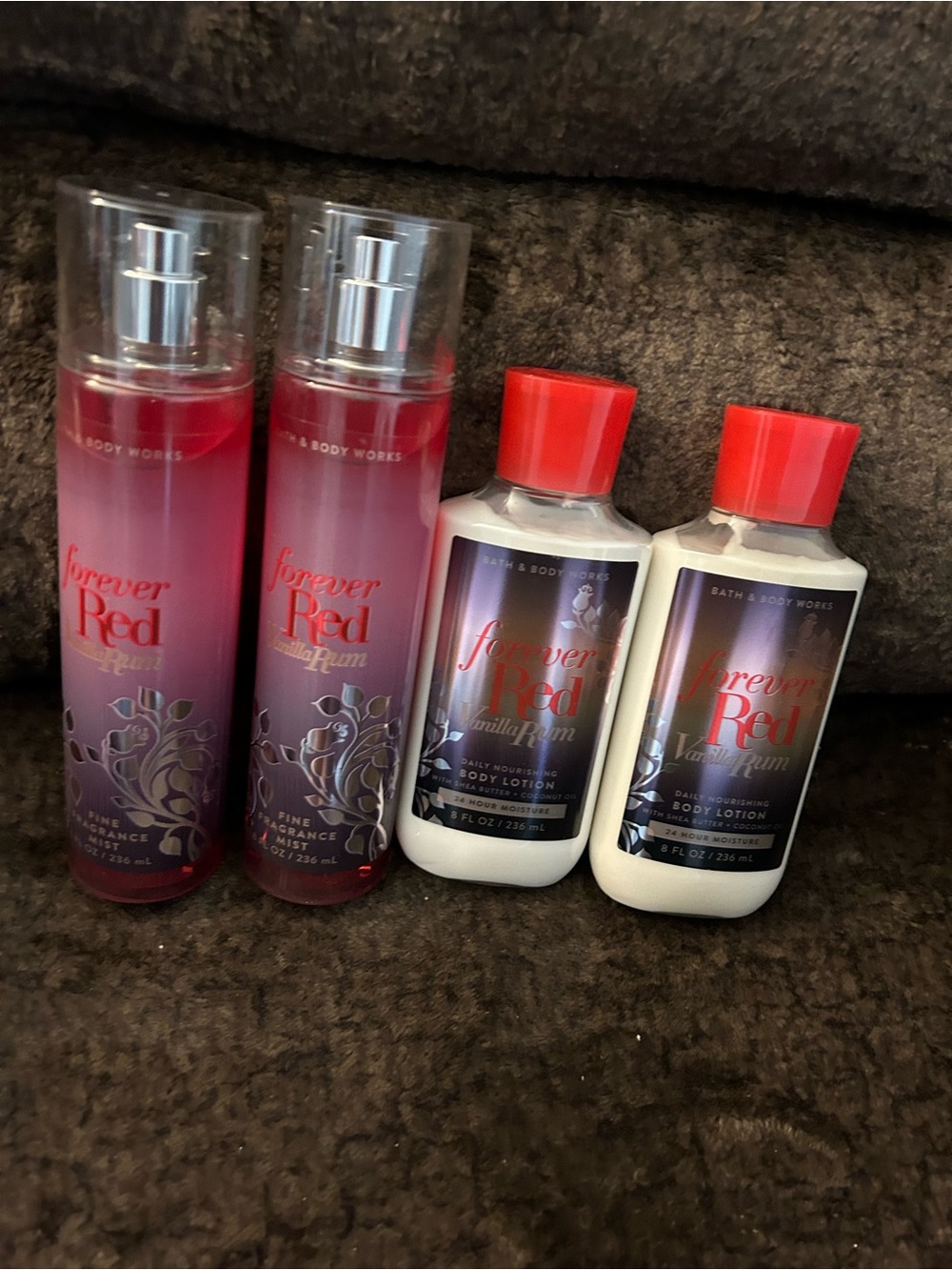 Bath & Body Works Forever Red Vanilla Plum Body Mist & Lotion Set - Red